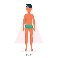 Pear body shape. Man in underwear, male figure