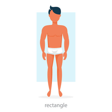 Rectangle body shape. Man standing in the underwear