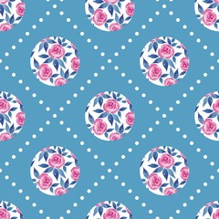 Decorative seamless pattern with watercolor simple flowers