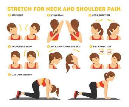 Neck and shoulder exercise. Stretch to relieve neck pain