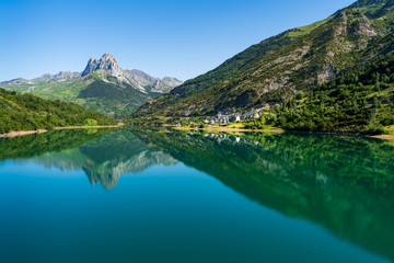 Landscape of a Lanuza lake in the spanish pyrenees.  