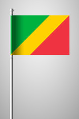 Fototapeta premium Flag of Republic of the Congo. National Flag on Flagpole. Isolated Illustration on Gray