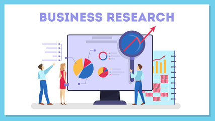 Business research concept web banner. Team standing