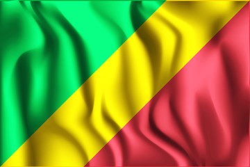 Obraz premium Flag of Republic of the Congo. Rectangular Icon. Waving Effect. Vector