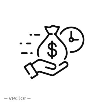 easy instant credit, loan payment, fast money icon, finance thin line symbol for web and mobile phone on white background - editable stroke vector illustration eps 10