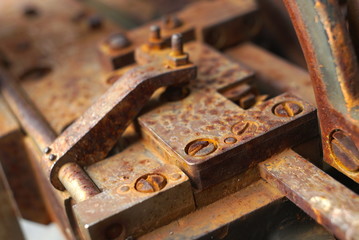 Detail of rusty screws and nut