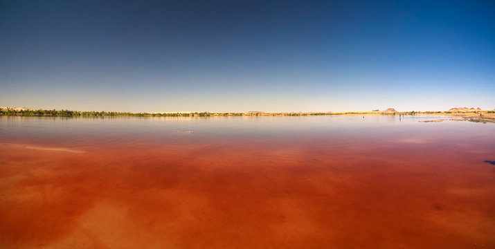 Panoramic view to Katam aka Baramar lake group of Ounianga kebir lakes at the Ennedi, Chad