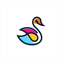 swan vector outline quality premium download template