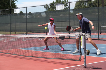 pickleball mixed doubles tournament action