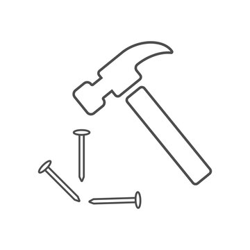 nail and hammer, vector image