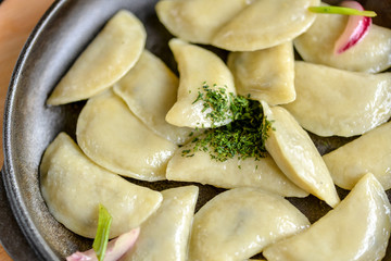 dumplings in a clay plate