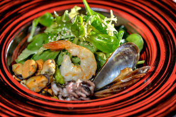 seafood salad on a beautiful plate