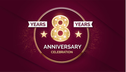 1 year anniversary celebration design template with gold glitter effect.