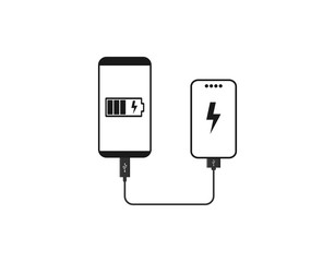 Powerbank Charges Smartphone icon. Vector illustration, flat design.