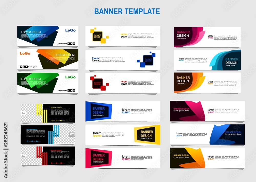 Wall mural bundle of 18 vector abstract design banner web template.