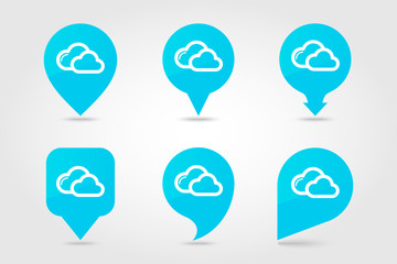 Clouds pin map icon. Meteorology. Weather