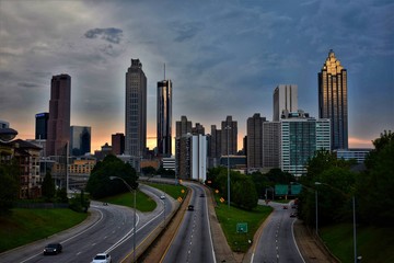 Downtown Atlanta Skyline At Sunset