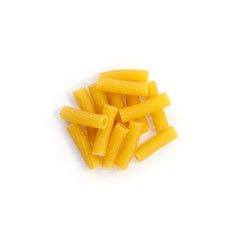 Raw pasta pipe tortiglioni isolated over white background