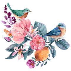  floral illustration, Leaf and buds. Botanic composition for design. branch of flowers