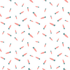 Vector seamless pattern with carrots on white background.