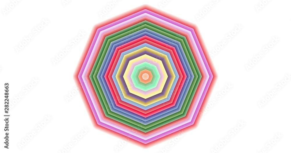 Poster abstract concentric geometric waves shapes in multicolor animation. hypnotic graphic effect with fas