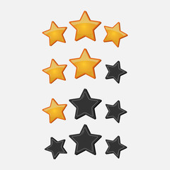 Vector illustration of golden cartoon stars to assess the progress of the game