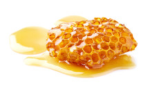 Natural wild honey on white background