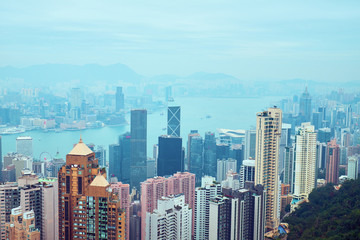 Fototapeta premium View from Victoria Peak to Hong Kong