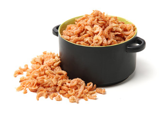 dried shrimp on white background 