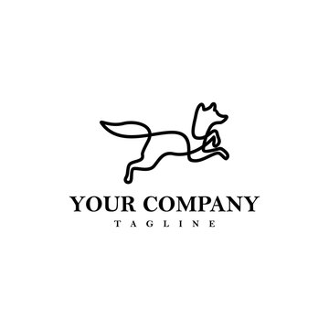 Minimalist fox/dog logo design with line art style