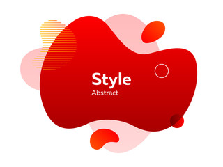 Abstract red graphic element with left yellow stripes