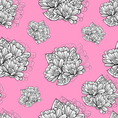 pattern flowers graphic line seamless background doodle sketch wallpaper illustration