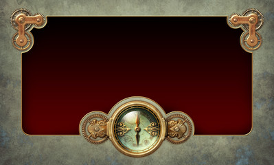Steampunk background with old compass decoration
