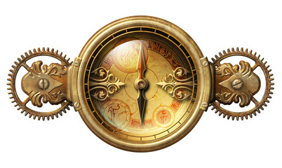 Steampunk fantasy compass illustration © T Studio
