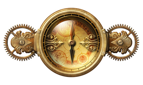 Steampunk fantasy compass illustration