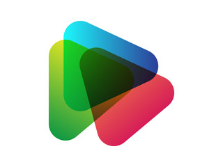 Abstract modern green, coral, blue element with triangles