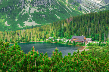 Picturesque lake among the mountains.
