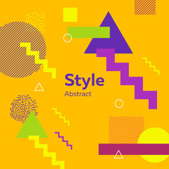 Abstract modern yellow ground with geometric figures