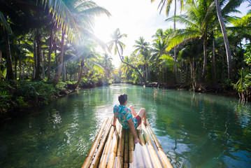 Leaning palm at Maasin river, Siargao