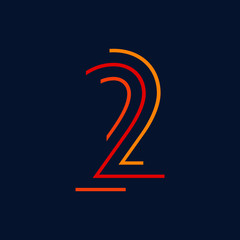 Obraz premium Number two / second vector font alphabet, modern dynamic flat design with brilliant colorful for your unique elements design ; logo, corporate identity, application, creative poster & more 
