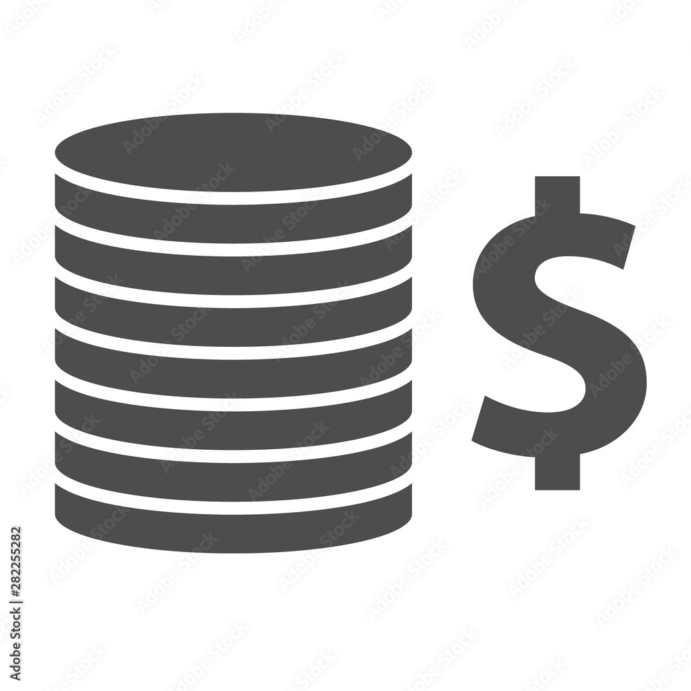 Poster stack of coins money icon isolated on white background. dollar coins flat icon for web, mobile and u