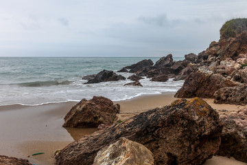 Fototapeta na wymiar Rocks on the beach of northern Spain