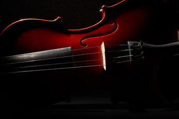 Violin on a black background