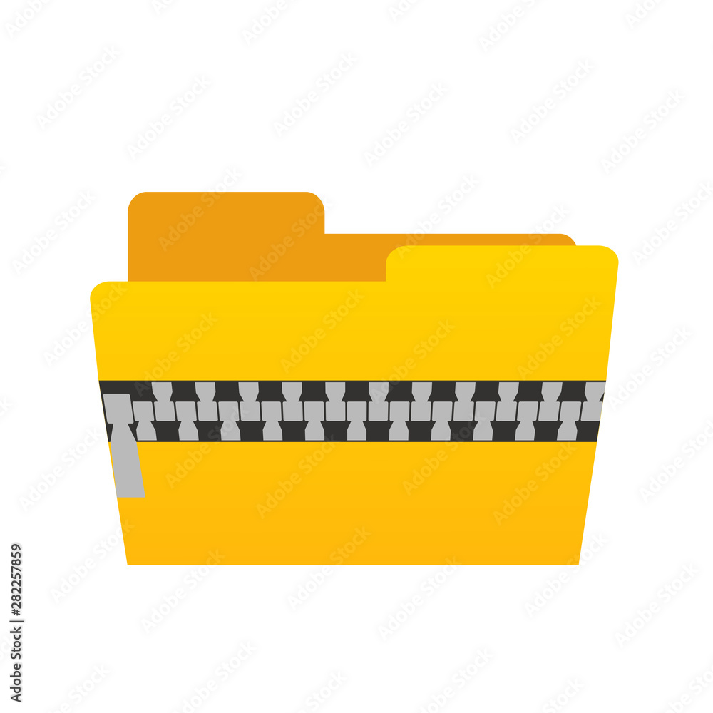 Aufkleber closed zip web computer folder for design on white, stock vector illustration