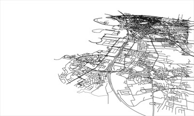 Outline city concept. Wire-frame style