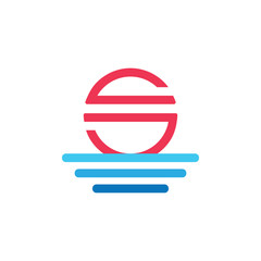 letter s sunset geometric line gradient logo vector