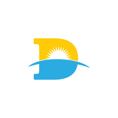 letter d sun rise horizon design logo vector © ismanto