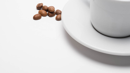 espresso cup and coffee beans