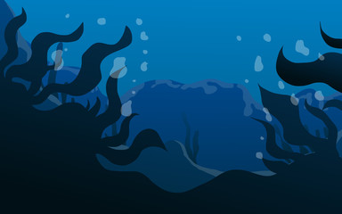 underwater vector illustration in dark green and blue color for background and website