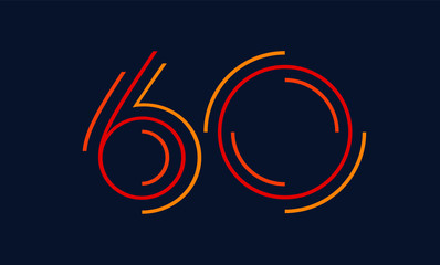 Number sixty vector font alphabet, modern dynamic flat design with brilliant colorful for your unique elements design ; logo, corporate identity, application, creative poster & more 